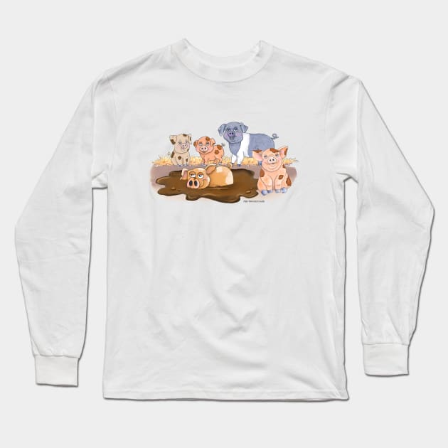 Having a Swine Time Long Sleeve T-Shirt by Julie Townsend Studio